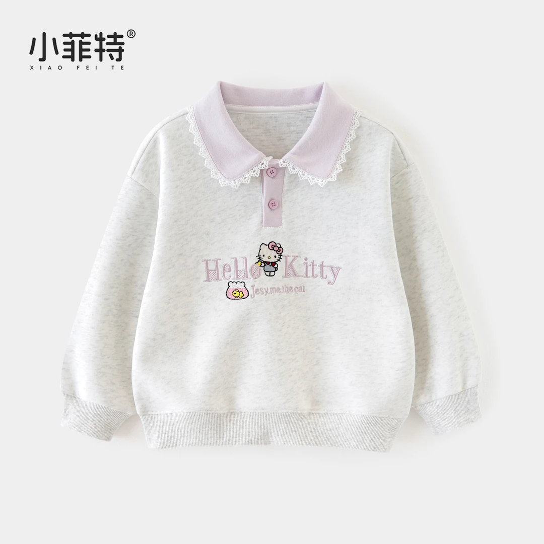 小菲特女童秋冬新款长袖polo领长袖卫衣中大童儿童上衣YNYQ53447