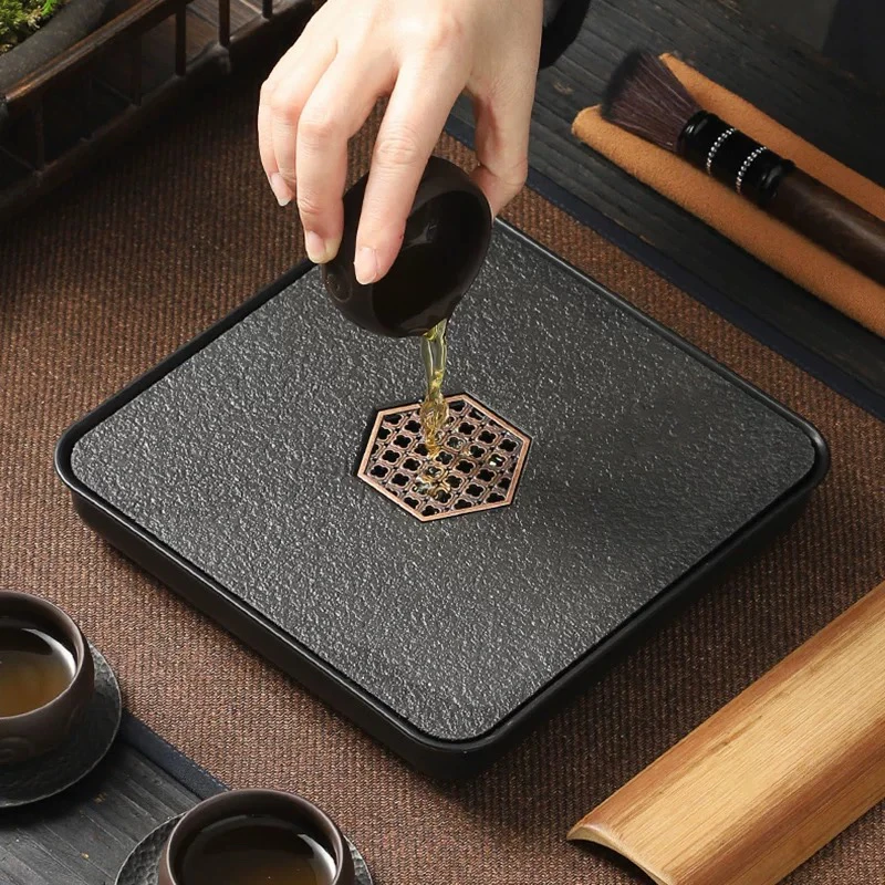 20*20仿乌金石小四方沥水茶盘
