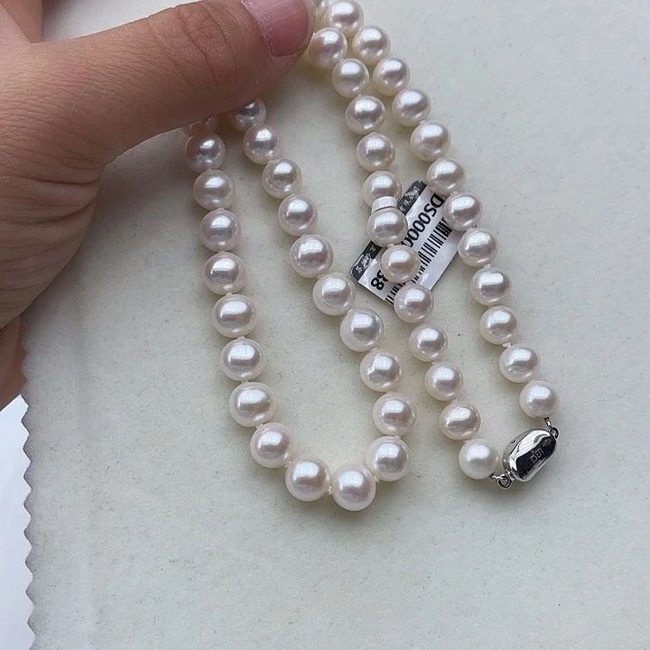 淡水珍珠银S925镶嵌颈饰卡8➕高品极光白炫天女粉孤品