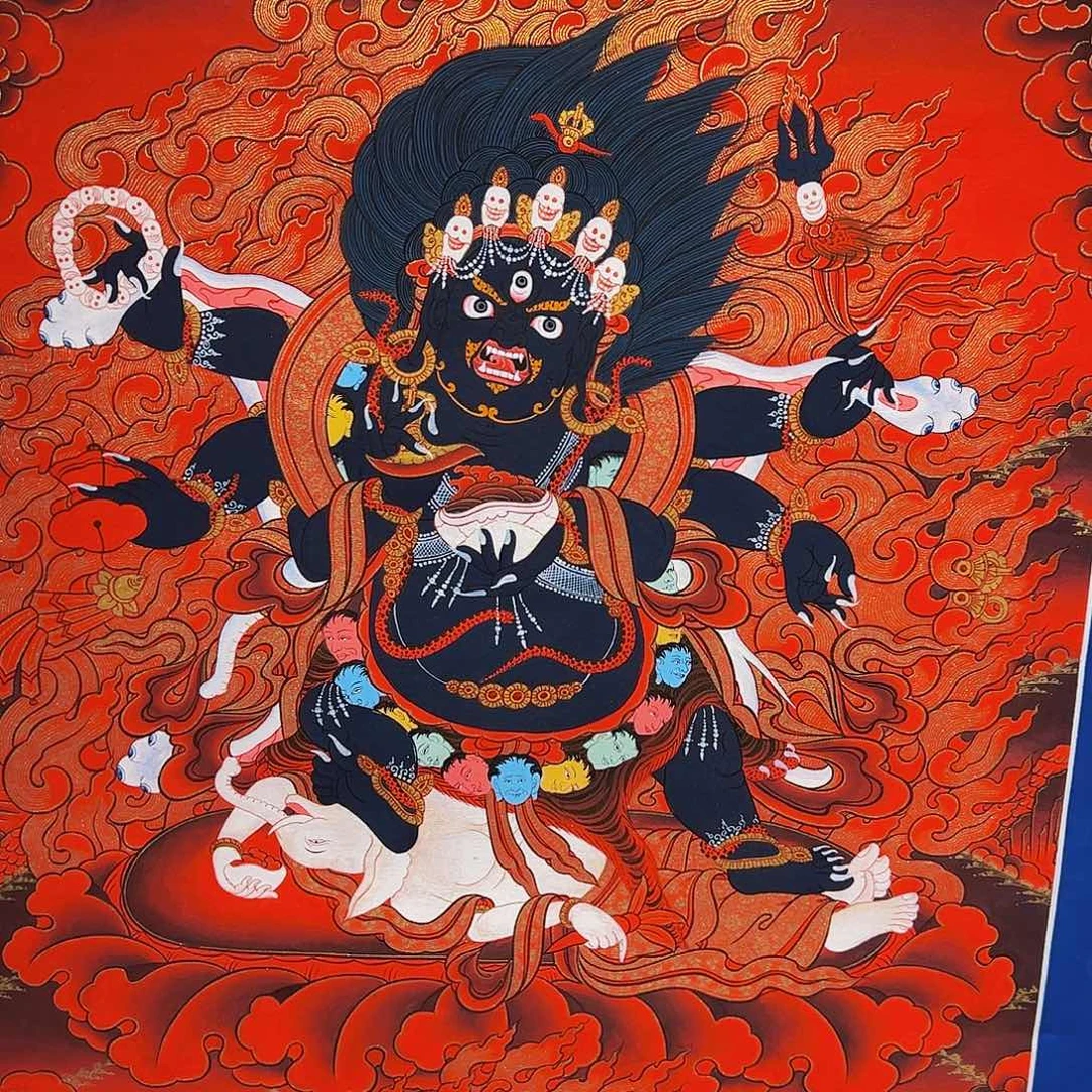 吊坠尼泊尔手绘六臂大黑天