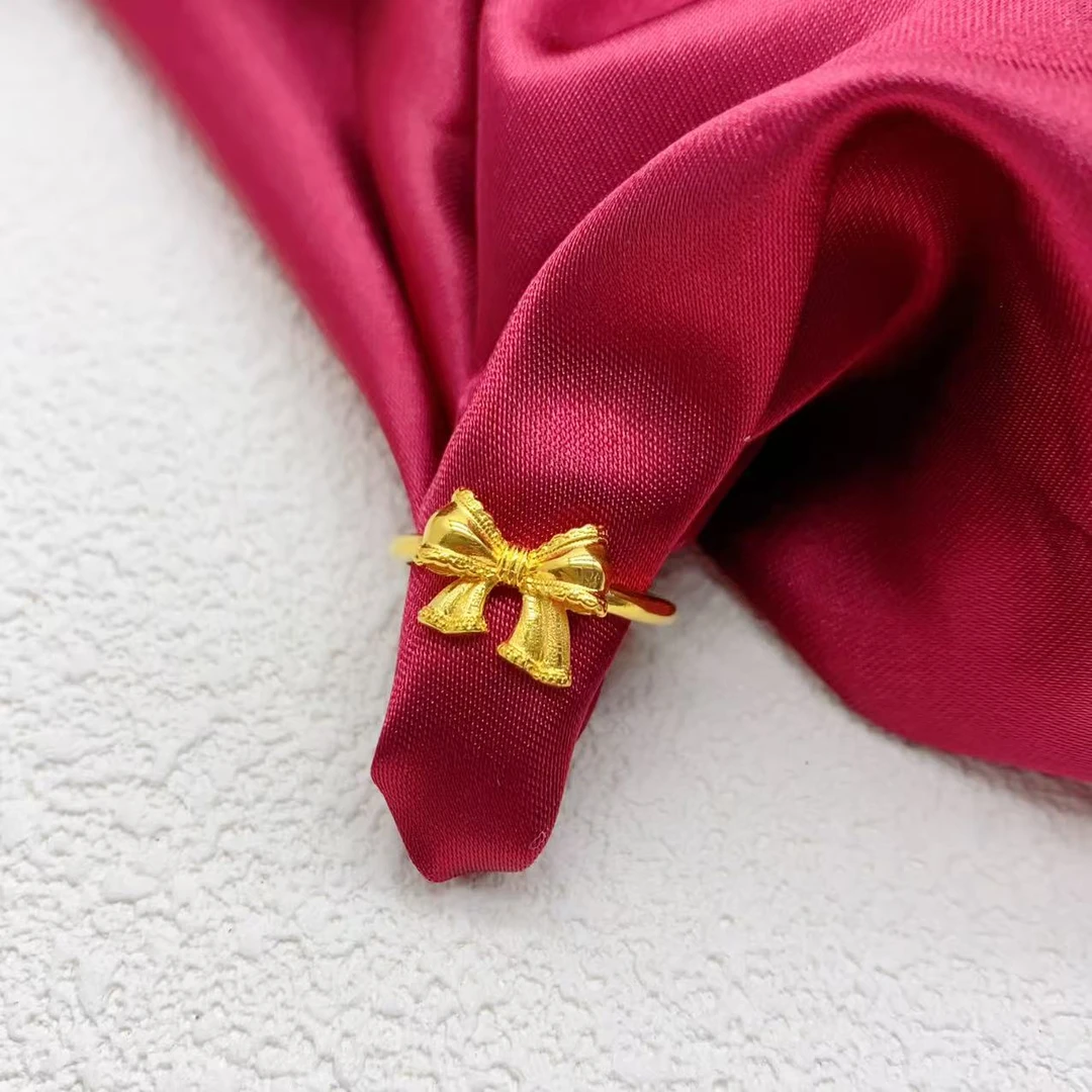 【木韵阁】足金999 黄金5G蝴蝶结戒指时尚百搭精致 2.91