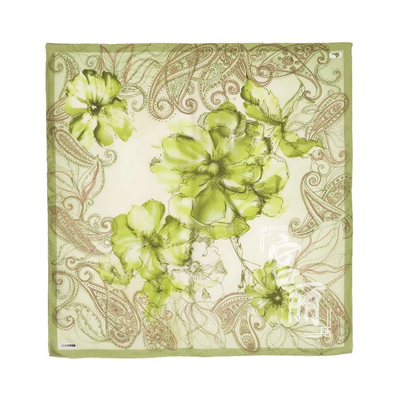 【花之语】宫丽88x88cm纯100桑蚕丝斜纹缎方巾