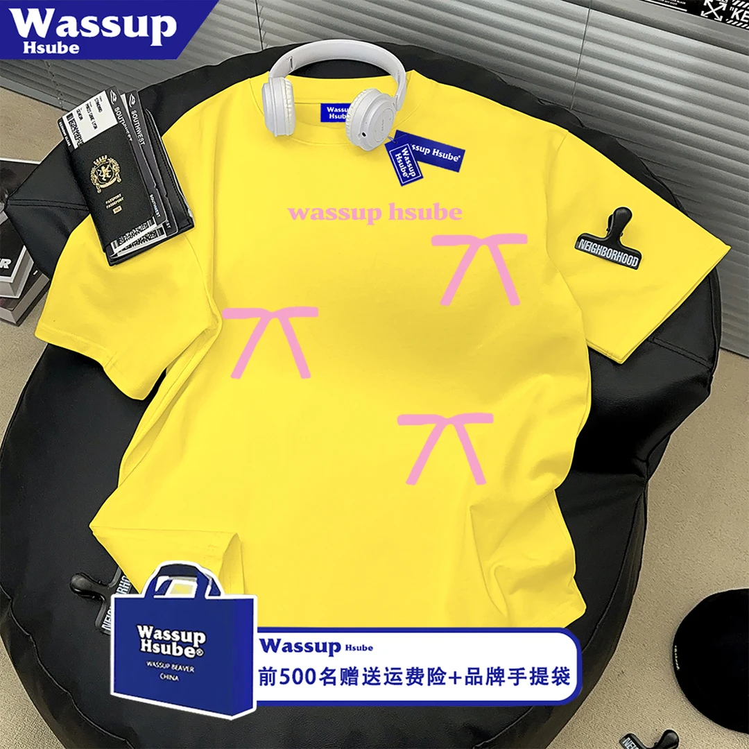 WASSUP HSUBE美式复古蝴蝶结印花短袖T恤男夏季宽松休闲百搭半袖