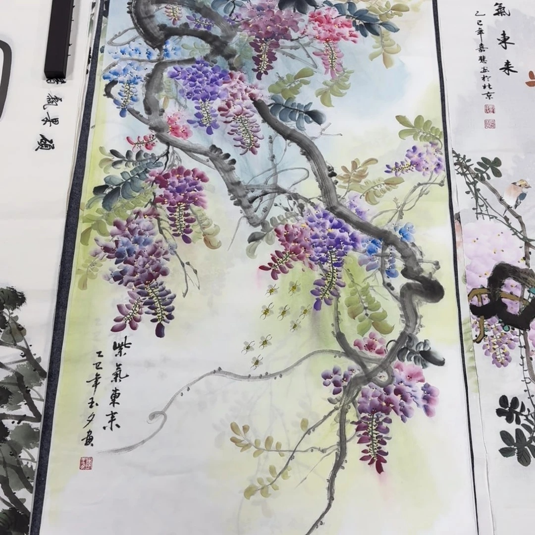 国画140×70紫气东来手绘画画画