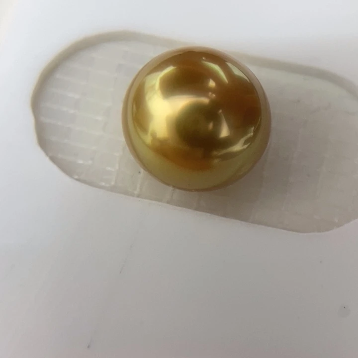 海水珍珠未镶嵌裸珠10.8mm浓金金绿色小极光对珠