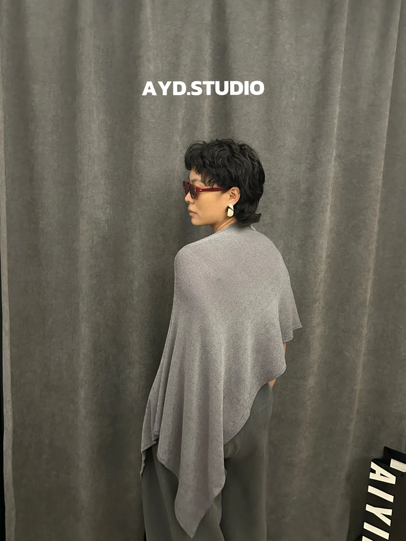 AYD.STUDIO优雅冷磨砂反对称精织法式披肩#9912