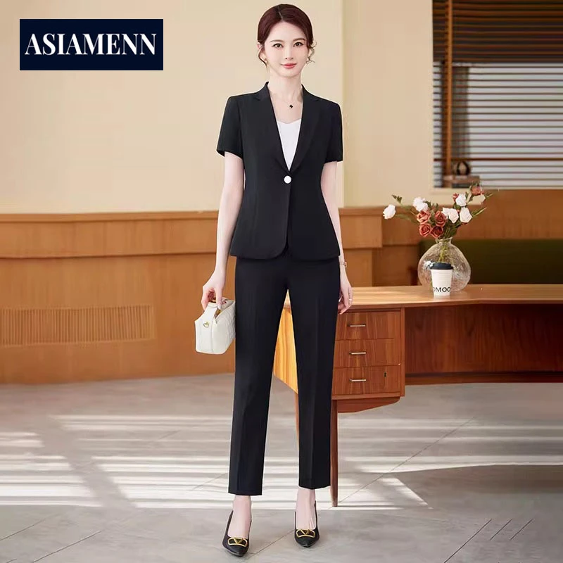 黑色西装套装女2025夏季薄款时尚收腰职业装高级感正装工作服西服