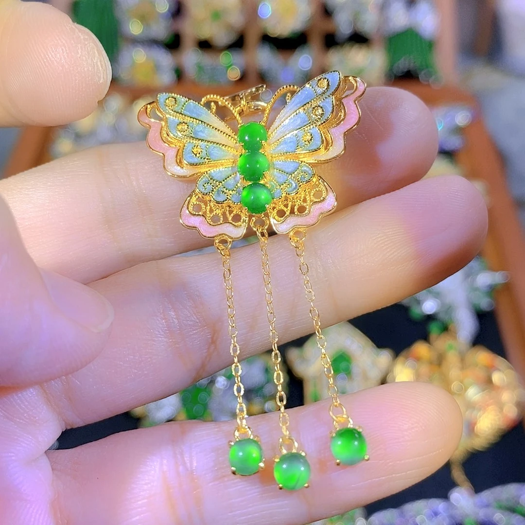 吊坠(不含链)银S925镶嵌翡翠