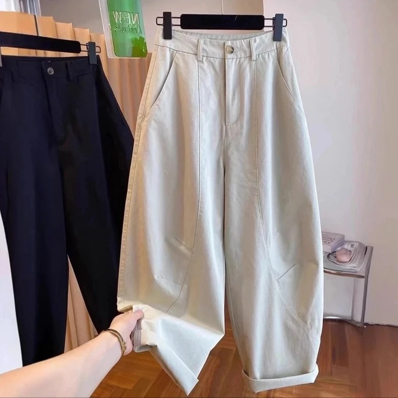 z新款韩国东大门阔腿休闲弯刀裤女2025春夏秋宽松百搭高腰镰刀裤