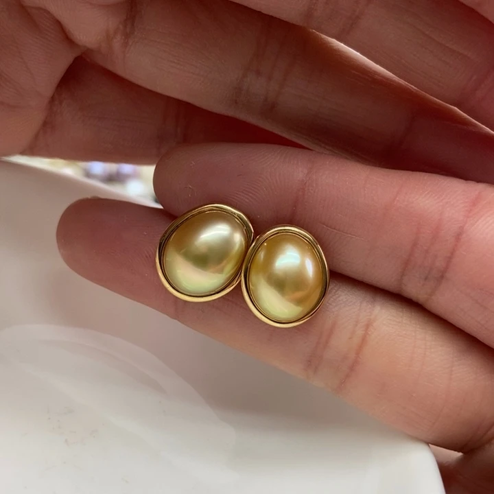 海水珍珠耳饰18K金镶嵌