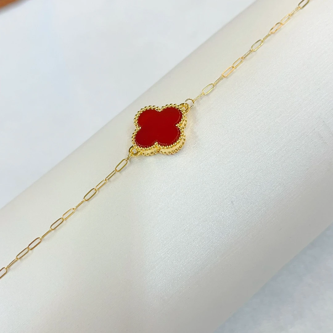 【倩倩专属】18k金红玛瑙卡链13mm单花手链