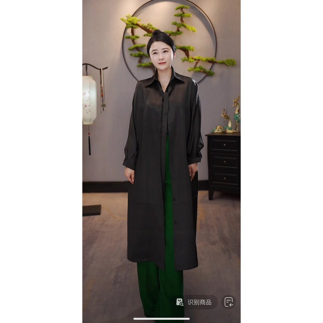 【千奈莉 老重缎大皮子王】90姆米百搭时尚大牌风衣21-74