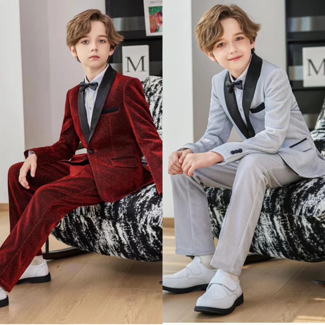 24新款男童西服主持演讲西装表演服儿童春秋生日花童周岁服