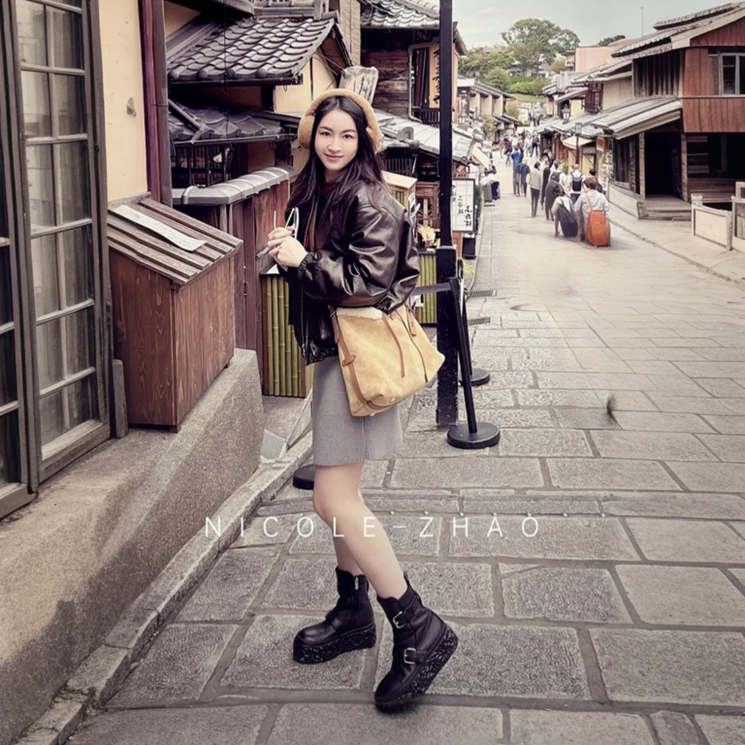4NWT125【皮娃娃】【贵姐NICOLE】设计师高端春秋飒爽时尚百搭皮衣