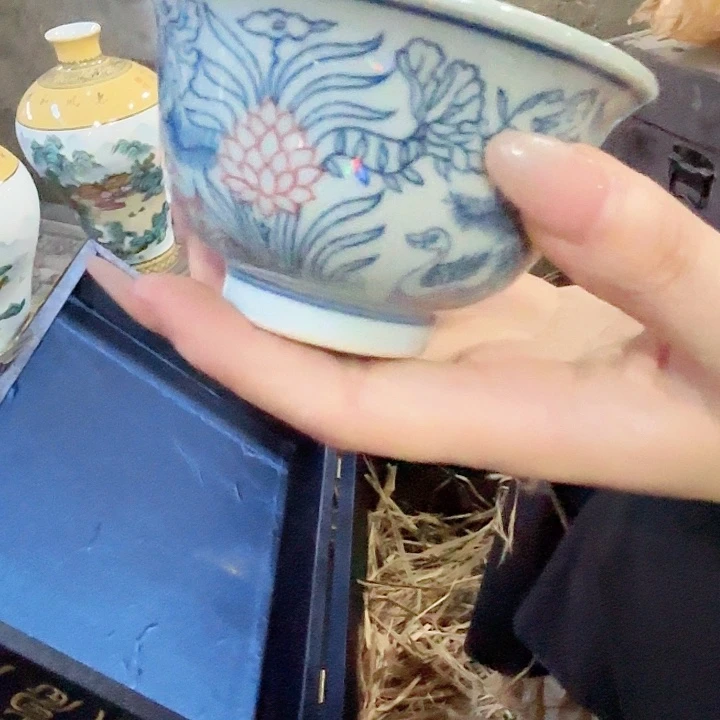 景德镇高温陶瓷鸳鸯戏水