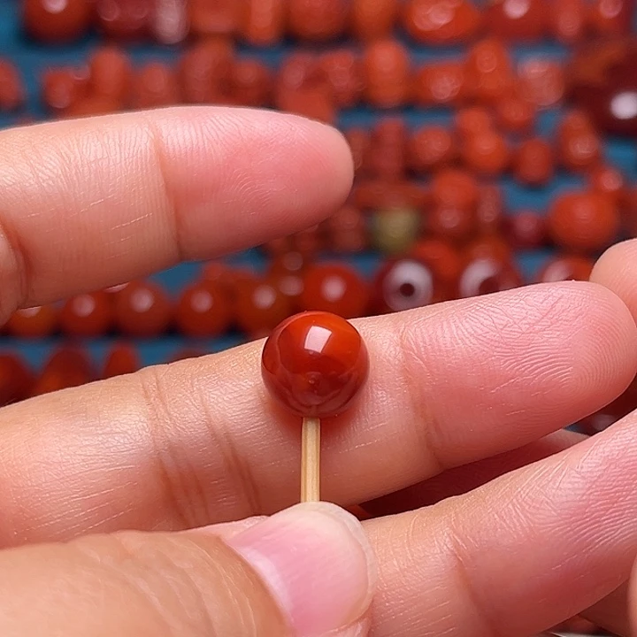 南红玛瑙未镶嵌配饰火焰纹圆珠10mm