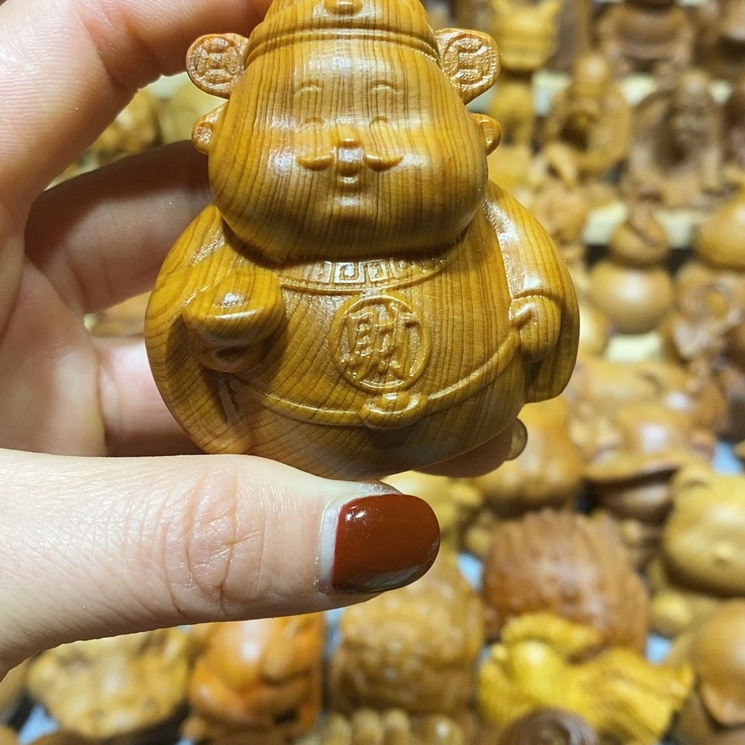 木北*.崖柏手把件，财神