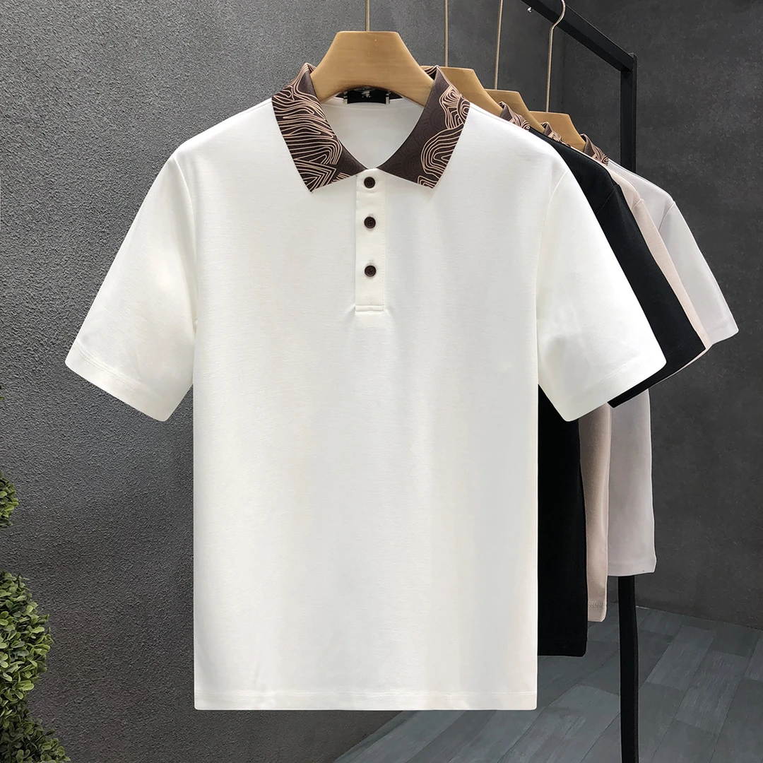 梦泡官方高品质撞色领休闲polo衫短袖男士男士中年纯冬季短袖