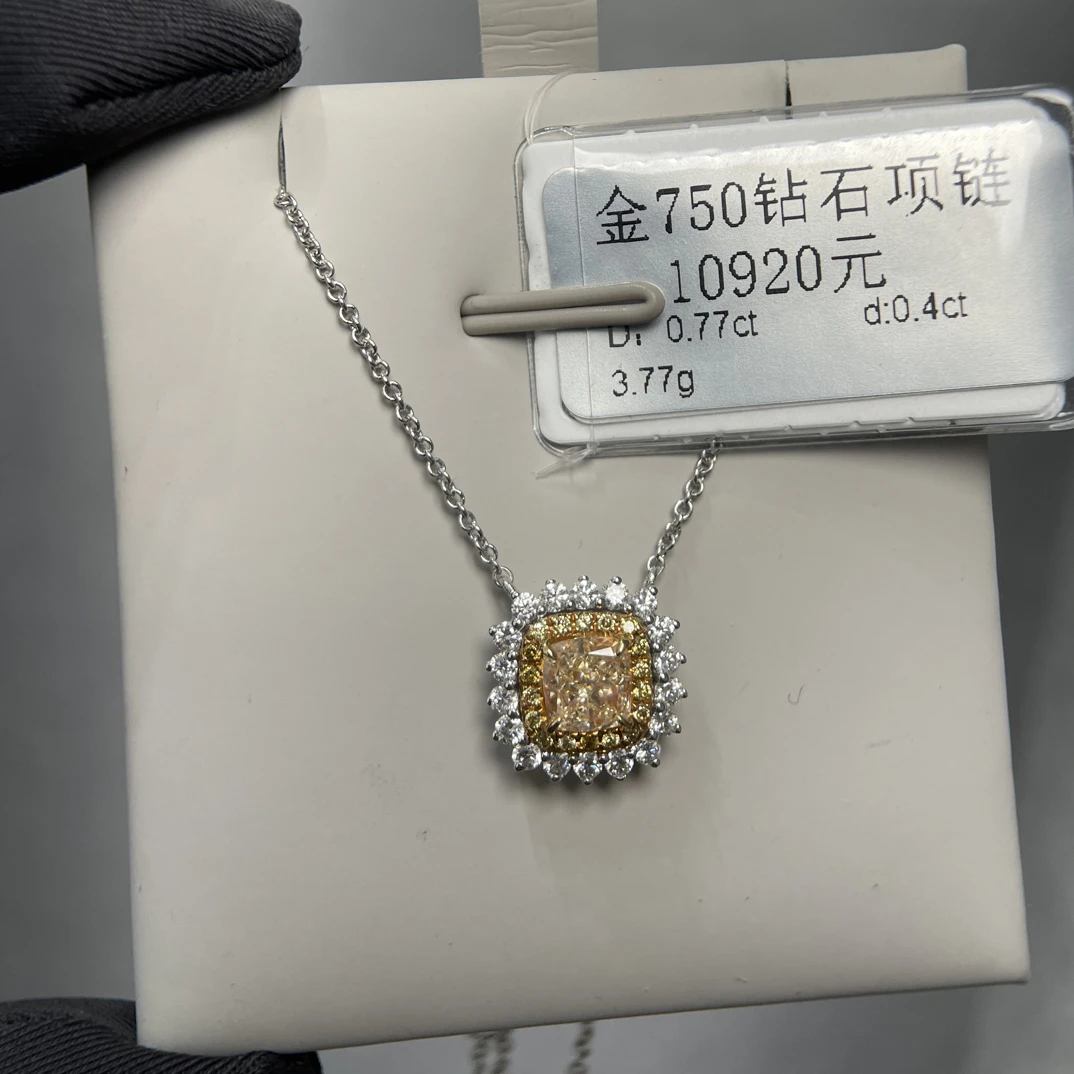 18k金撤柜天然真钻套链