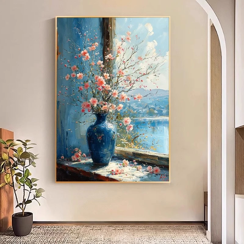 复古花卉玄关装饰画卧室餐厅繁花似锦墙挂画主卧宾馆酒店走廊壁画