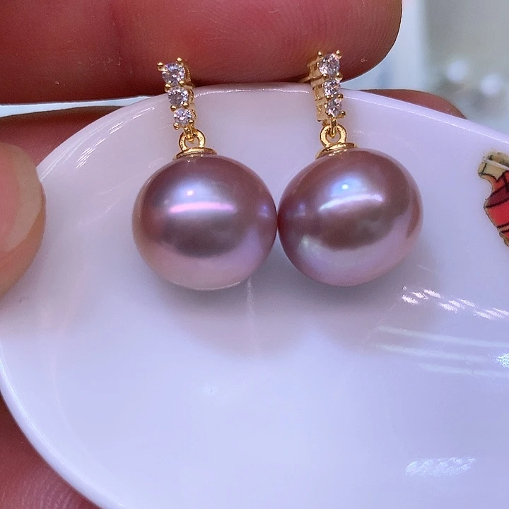 银S925镶嵌耳饰淡水珍珠