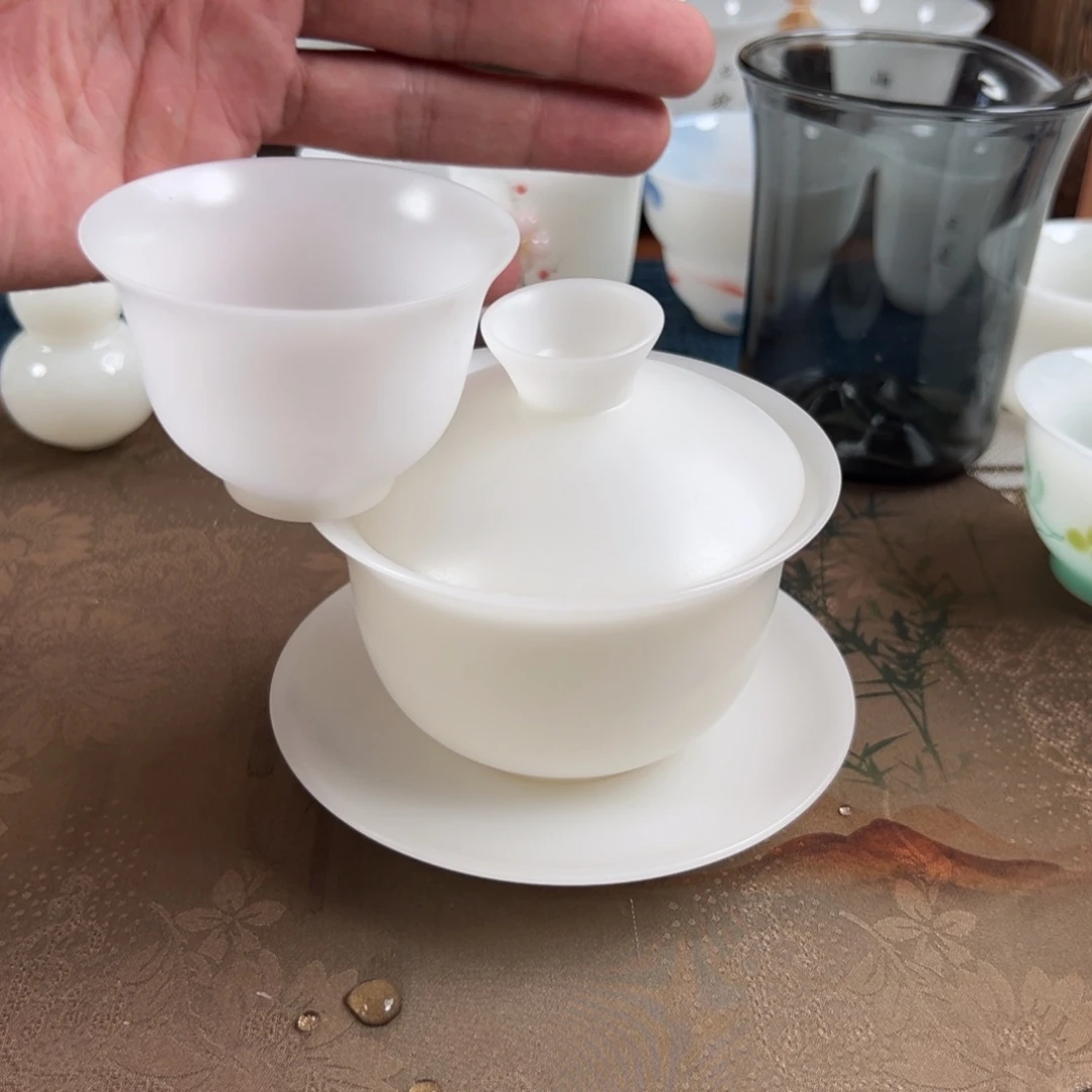 杯子配6个杯子一盖碗素烧