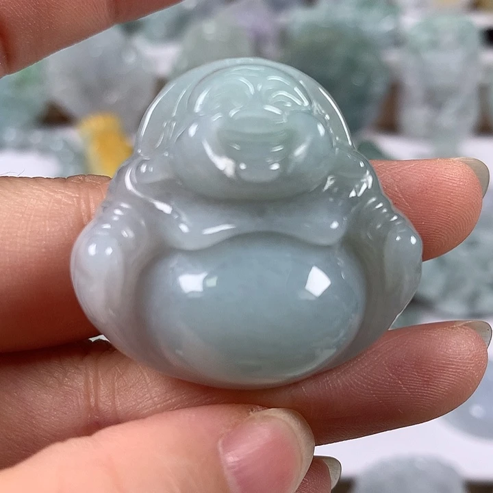 翡翠未镶嵌颈饰笑佛卡厚12+