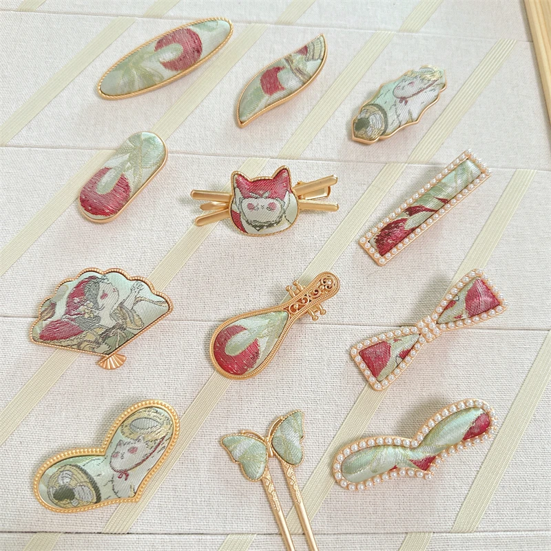 纯手工新中式宋锦发夹高级感国风高端弹簧复古夹子头饰发饰