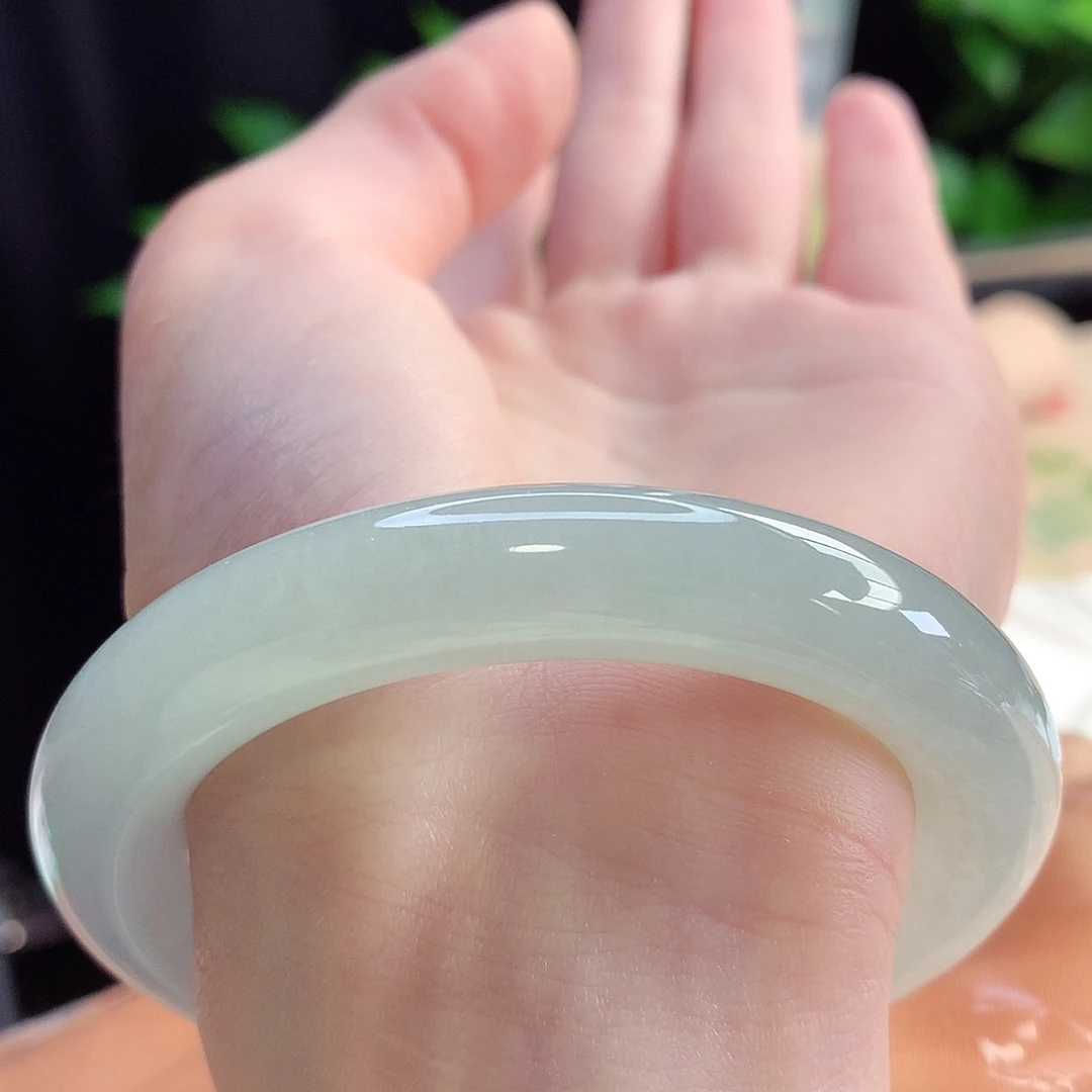 未镶嵌手镯翡翠天然A货翡翠54-55冰糖雪梨 温柔水灵灵2号