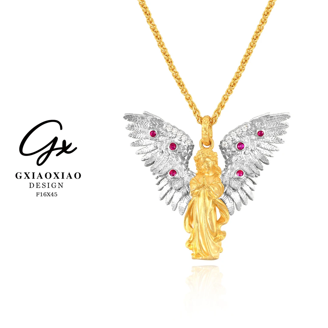 G XIAOXIAO 镀K金  【展翅天使】气质复古高级感项链 F16X45