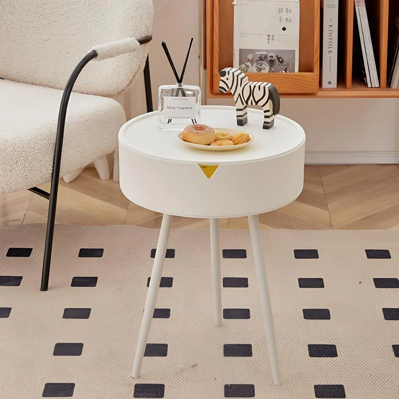 西邮哥【新疆包邮】奶油风茶客厅边几小圆桌迷你床头柜网红圆形茶几