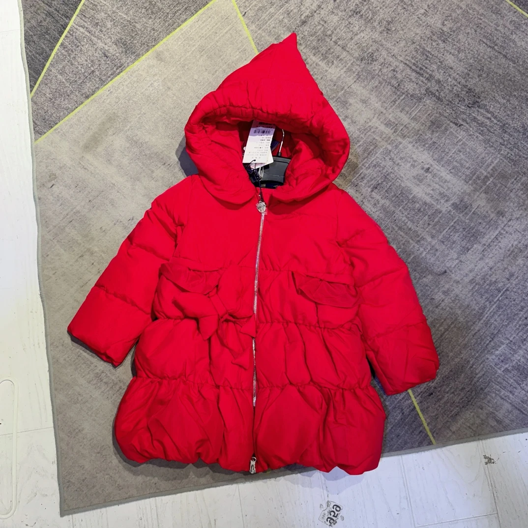 韦家-童装女童白鸭绒羽绒服冬季连帽纯色休闲外套813512