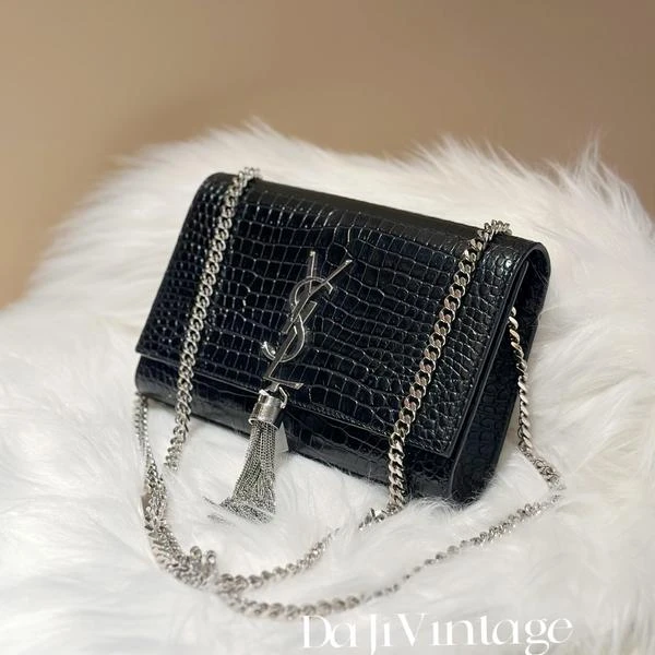大吉中古/YSL圣罗兰黑银流苏Kate小号斜挎包