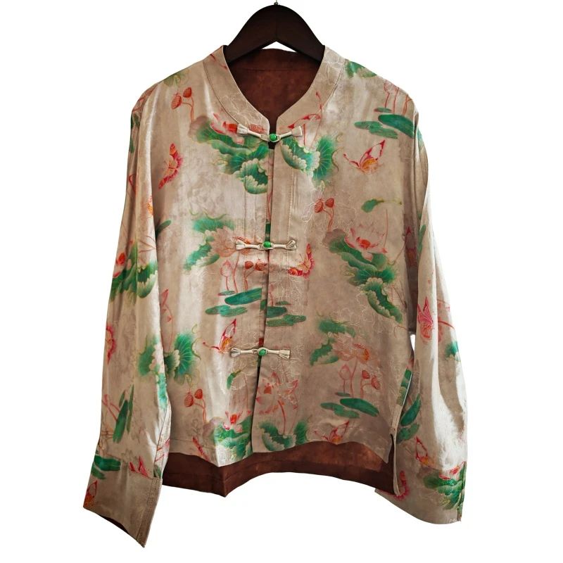 司晨新中式国风红云纱织花长袖外套