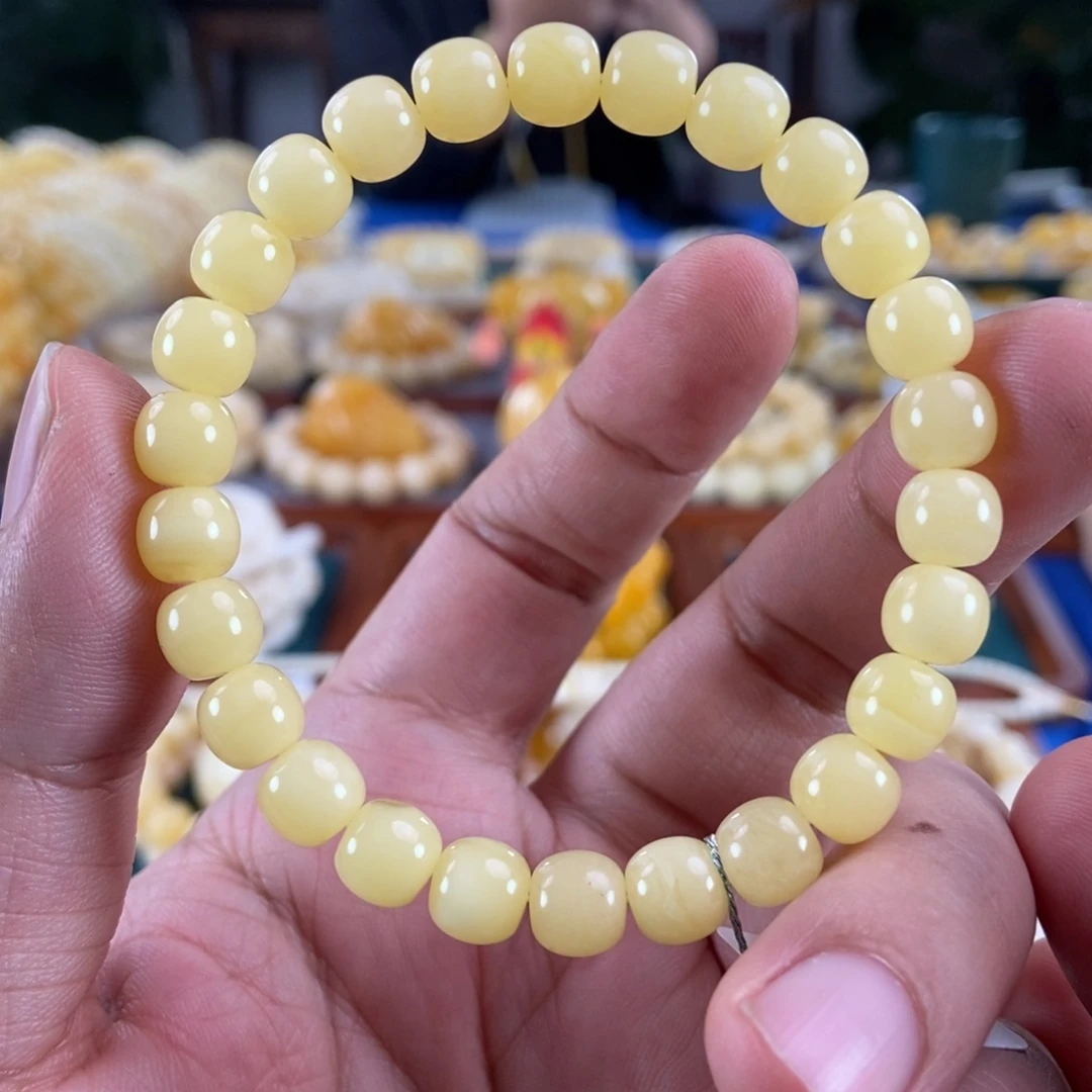 琥珀未镶嵌珠宝奇石8浓蜡老型手串7.91