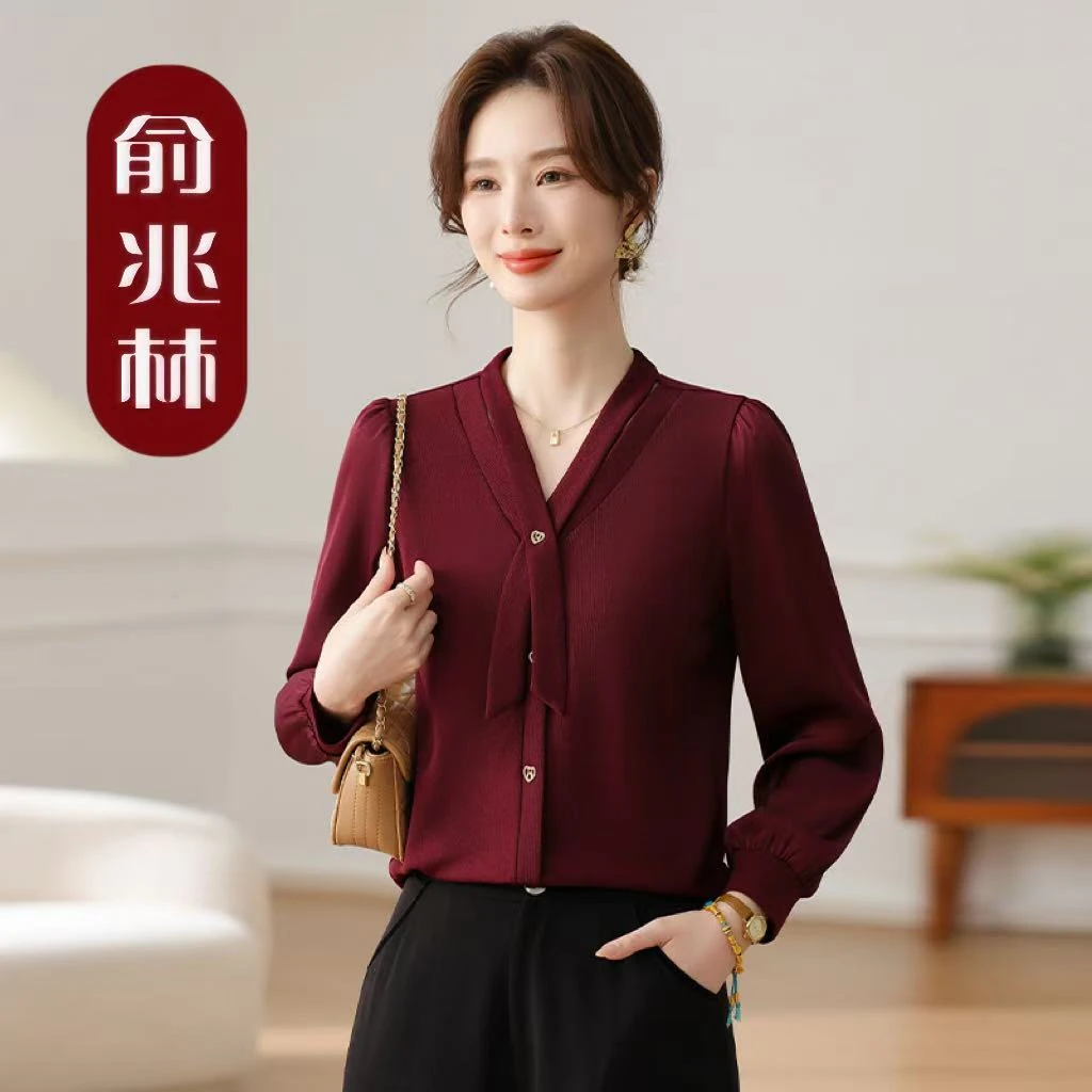 俞兆林25年春季新款洋气时尚气质长袖针织衫中年长袖中老年女装