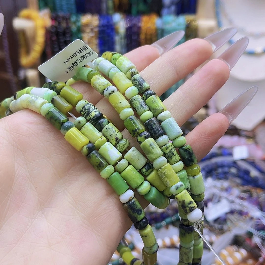 未镶嵌玛瑙/玉髓珠宝半成品/绿澳宝算盘+圆柱6mm 72号