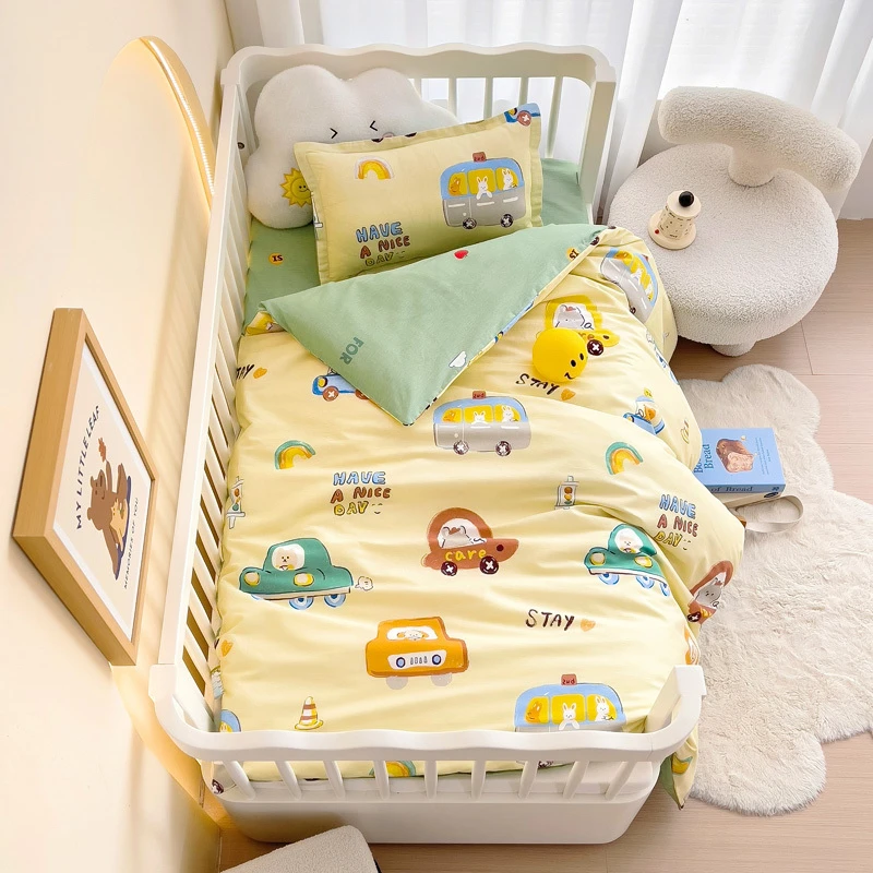 宝宝开学入园纯棉六件套夹棉被套全棉三件套棉花被芯床褥幼儿园