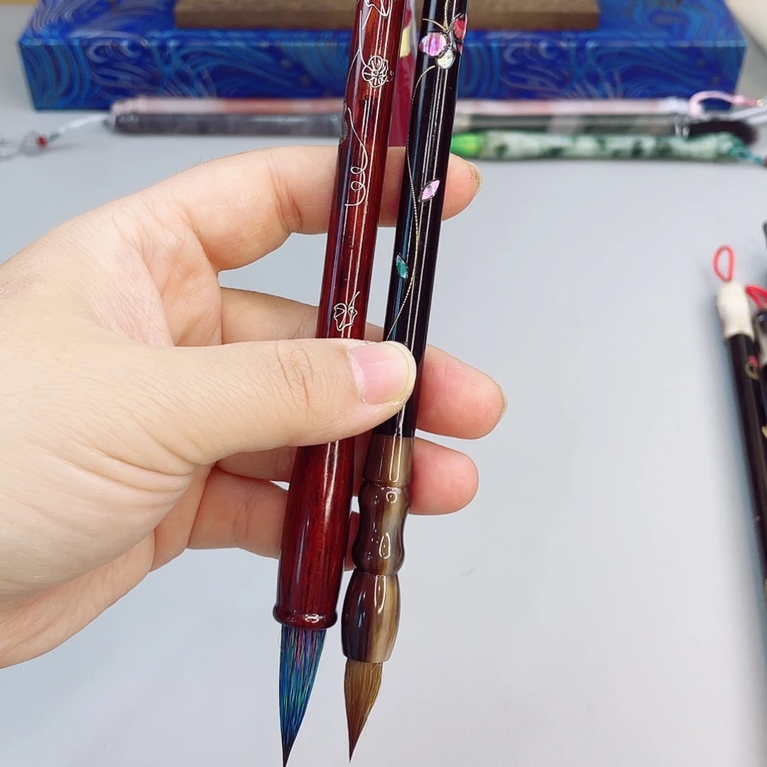 高端非遗螺钿毛笔2支，红玉葫芦和蝴蝶狼毫