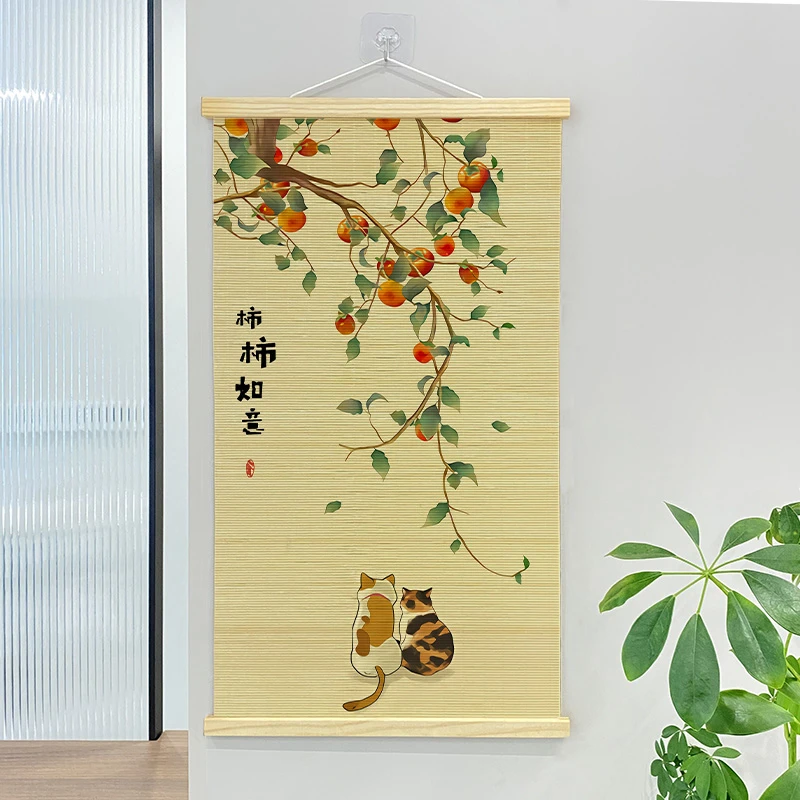 【岁岁如意】新竹帘装饰画玄关客厅图背景床头背景办公室背景挂画