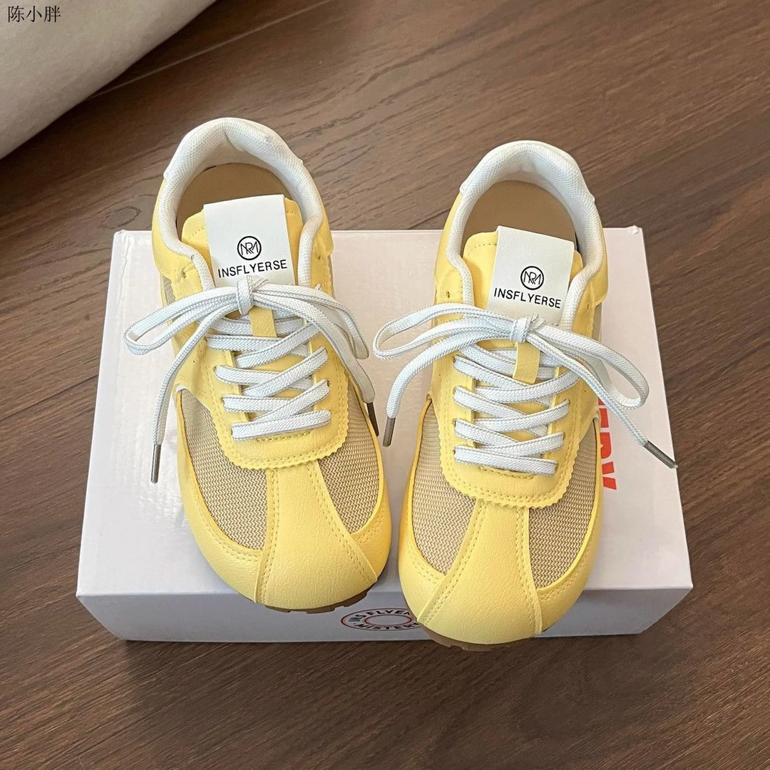 【舒适透气】春季软底复古德训鞋女鞋2025新款网面透气休闲丑萌平