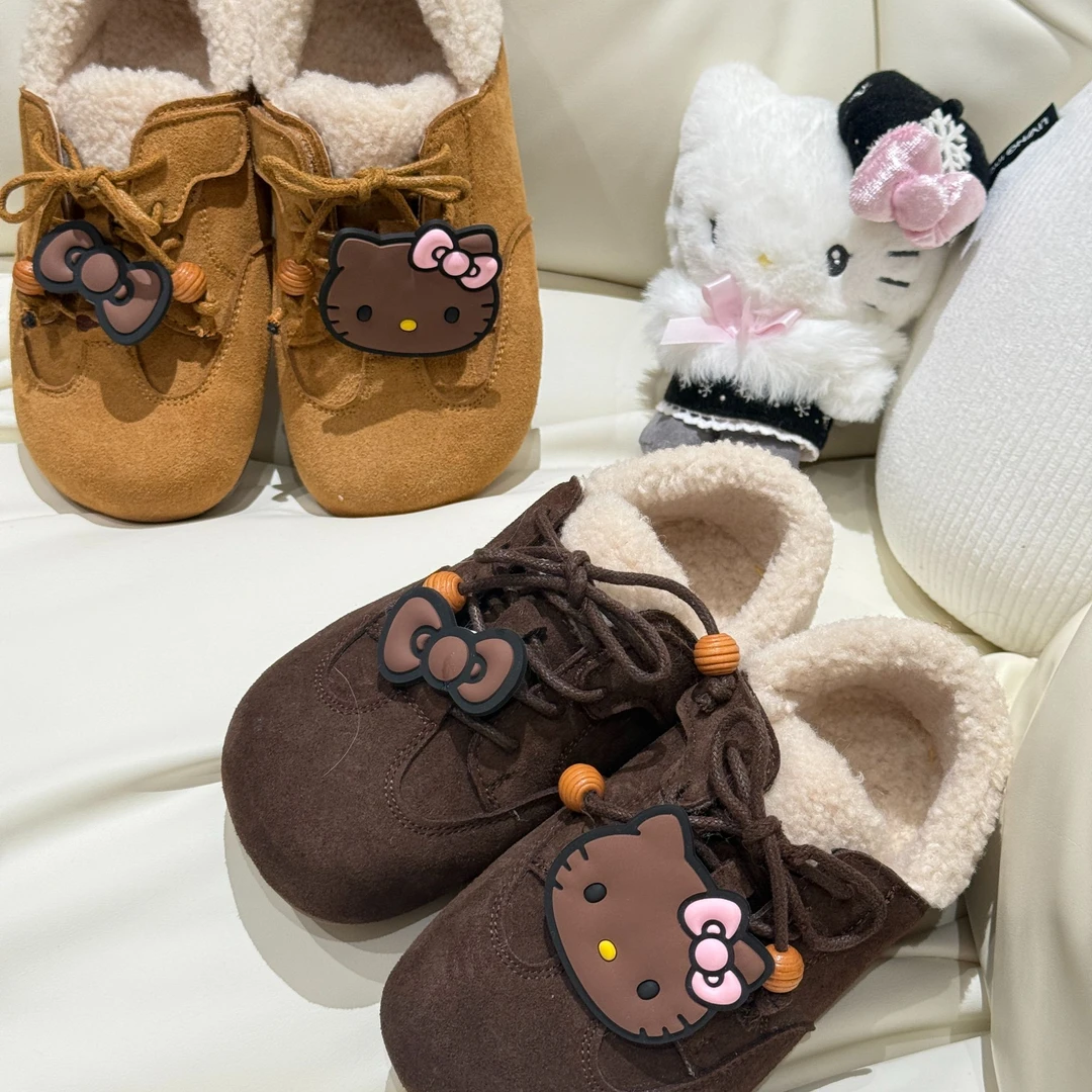 HELLO KITTY/凯蒂猫冬款女童加绒勃肯鞋软底防滑时尚保暖防水棉鞋