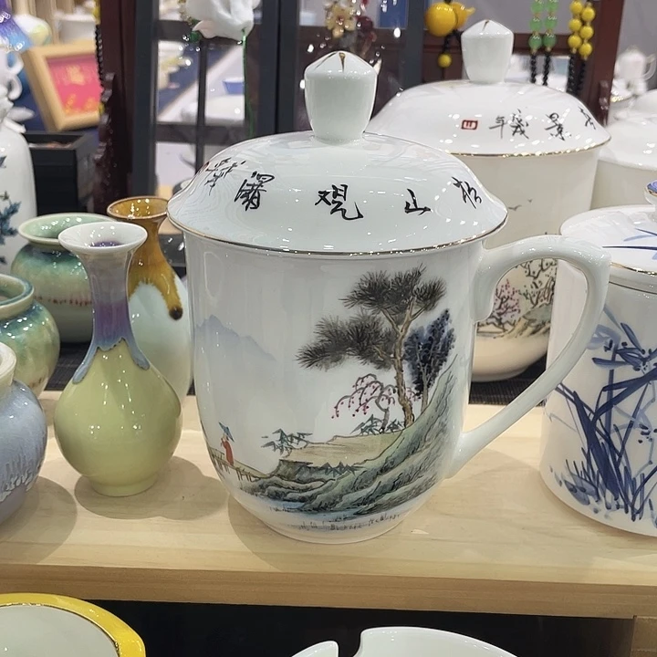 纯手绘大容量老板杯