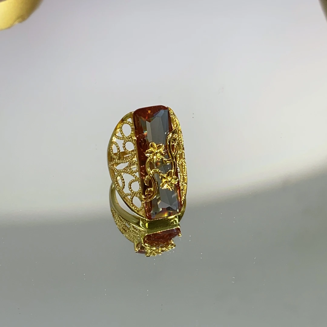 铜合金合成锆石戒指 TTSD 土耳其苏丹石国风设计款戒指3898宫廷风