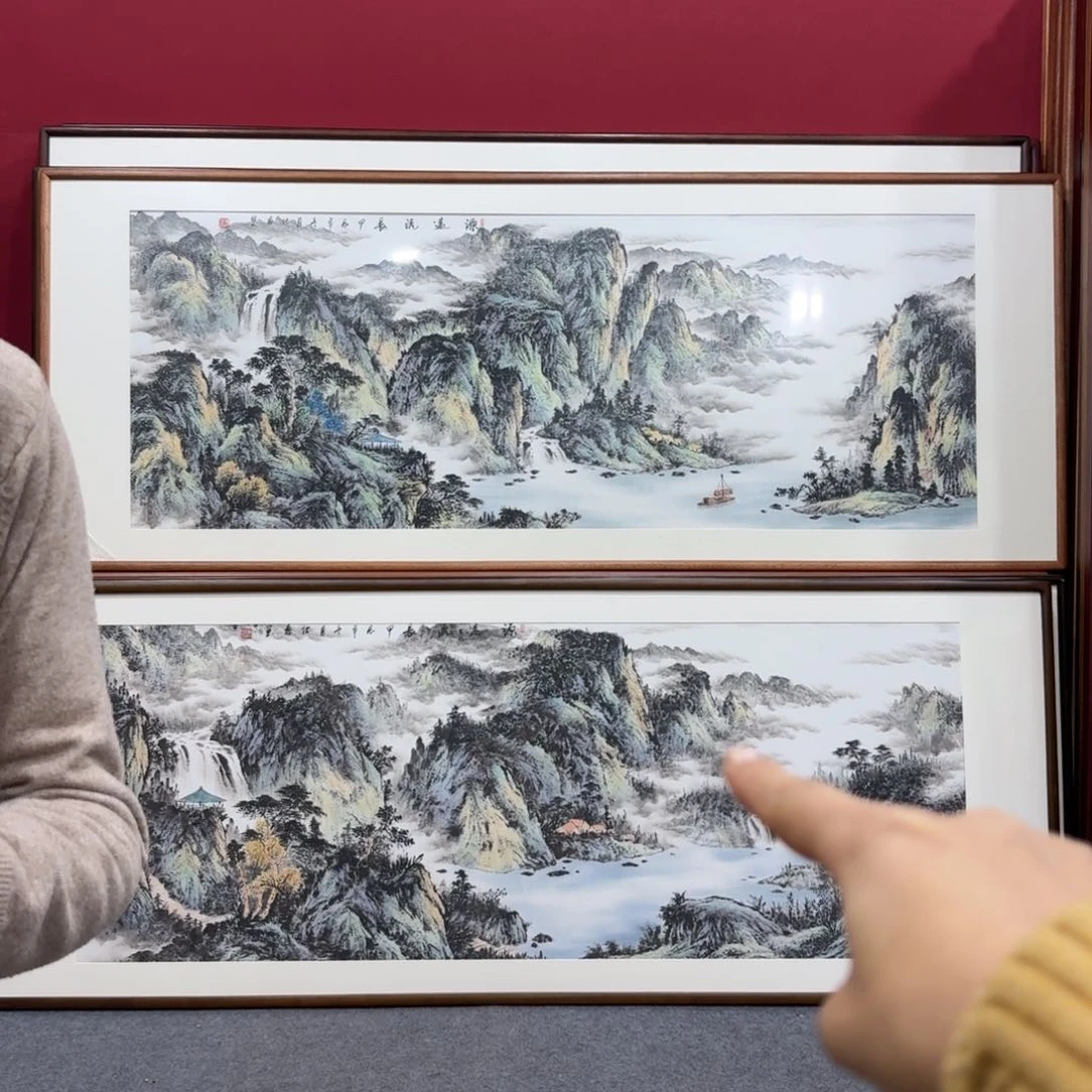 国画利****姐手绘作品带框