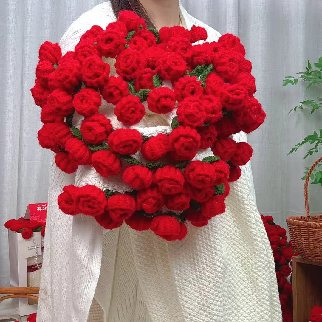 玫瑰花毯子成品办公室午睡铃兰花毯手工编织送女友礼物花束毛毯
