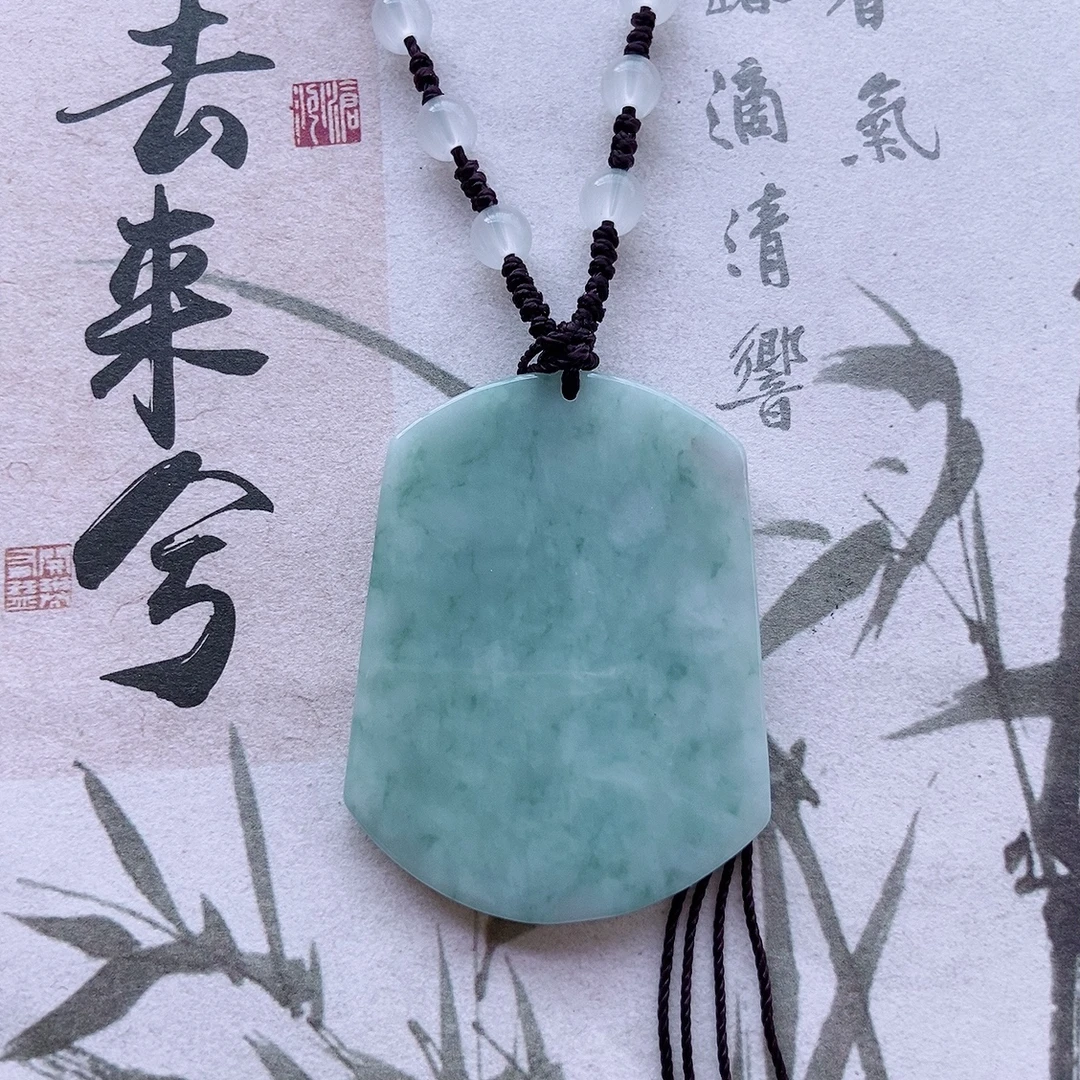 天然翡翠无事牌男女款时尚百搭玉石平安无事经典