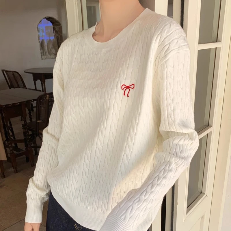 【瑶瑶专属】针织毛衣女秋冬内搭2025新款小香风上衣刺绣长袖打底衫
