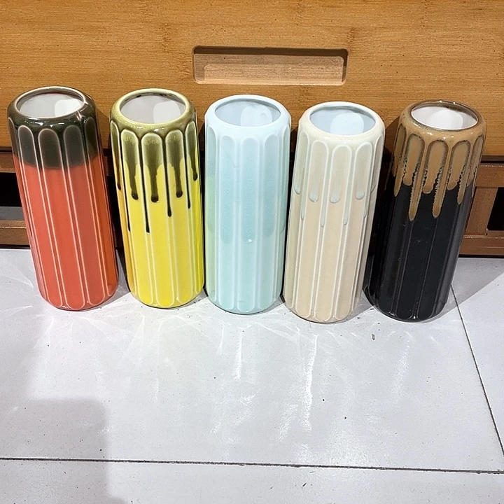 紫砂第160号，全新月字款胶质釉五色花瓶