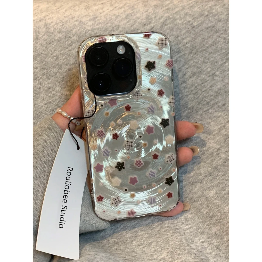 欧克里里星星漩涡流光壳适用苹果16/15Promax手机壳14女13/12/11